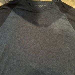 John Varvatos large short sleeve blue gray baseball shirt